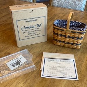Longaberger Collectors Club Miniature 2000 Edition Bread and Milk Basket